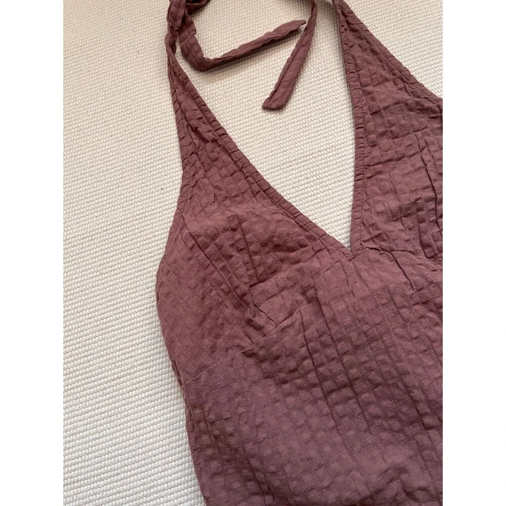 Free People free-est Drew Pucker Check Top in Mauve Size XS